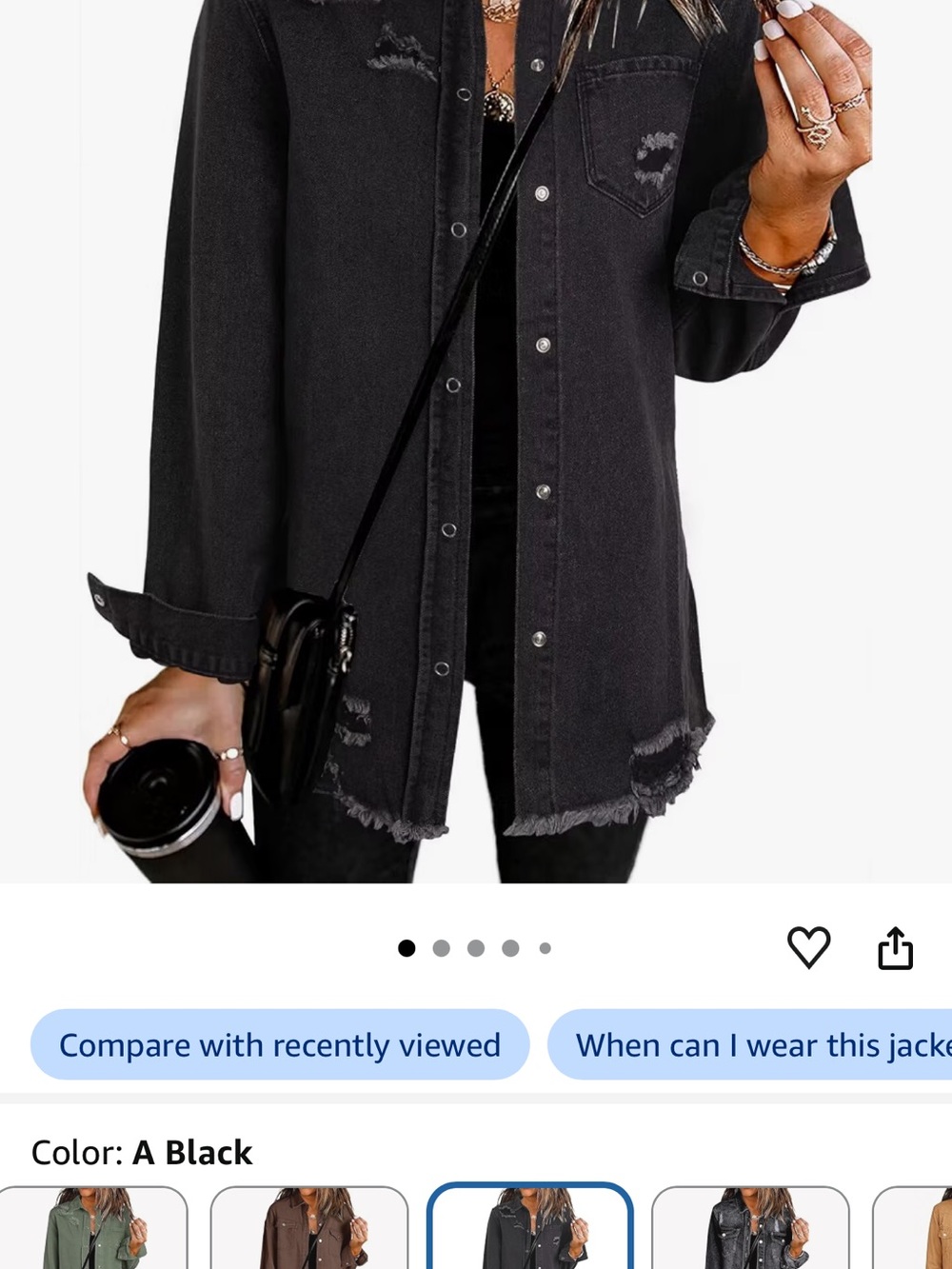 Black Distressed Lightweight Shirt Jacket - Casual Layering